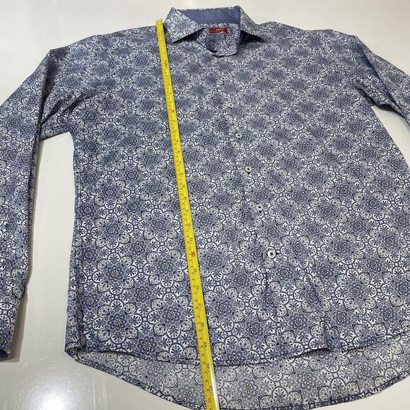 GEORG ROTH Los Angeles Designer Men’s Paisley Dress Shirt Blue White Floral XL - Picture 5 of 9